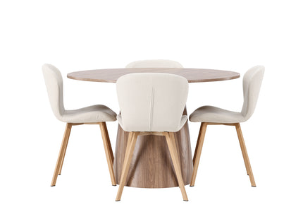 Venture Home Lanzo & Lilja Runda Matbord ⌀120 Nature + Matstolar 2-pack Beige