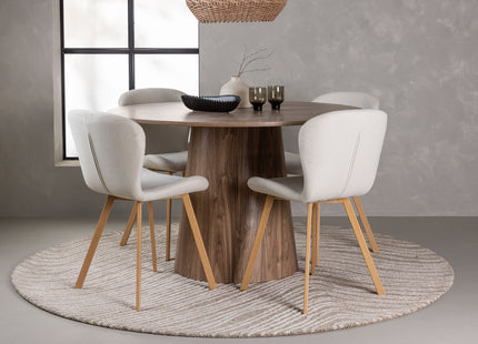Venture Home Lanzo & Lilja Runda Matbord ⌀120 Nature + Matstolar 2-pack Beige