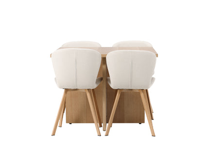 Venture Home Leo & Lilja Rektangulära Matbord 100 x 100 Nature + Matstolar 2-pack Beige