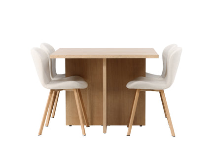 Venture Home Leo & Lilja Rektangulära Matbord 100 x 100 Nature + Matstolar 2-pack Beige