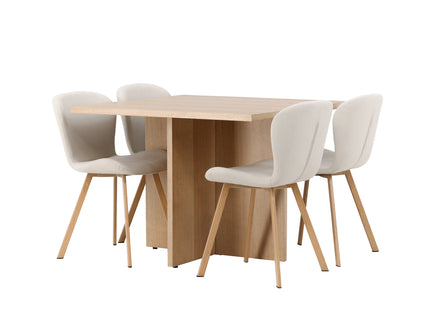 Venture Home Leo & Lilja Rektangulära Matbord 100 x 100 Nature + Matstolar 2-pack Beige