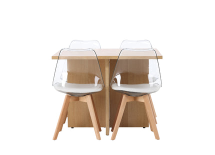 Venture Home Edvin & Leo Matstolar 2-pack Nature + Rektangulära Matbord 100 x 100 Nature