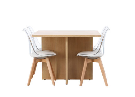 Venture Home Edvin & Leo Matstolar 2-pack Nature + Rektangulära Matbord 100 x 100 Nature