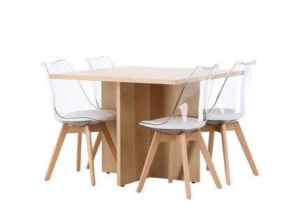 Venture Home Edvin & Leo Matstolar 2-pack Nature + Rektangulära Matbord 100 x 100 Nature