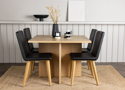 Venture Home Leo & Today Rektangulära Matbord 100 x 100 Nature + Matstolar 2-pack Svart