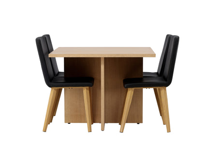 Venture Home Leo & Today Rektangulära Matbord 100 x 100 Nature + Matstolar 2-pack Svart