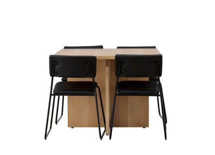 Venture Home Kenth & Leo Matstolar 2-pack Svart + Rektangulära Matbord 100 x 100 Nature