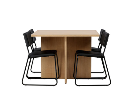 Venture Home Kenth & Leo Matstolar 2-pack Svart + Rektangulära Matbord 100 x 100 Nature
