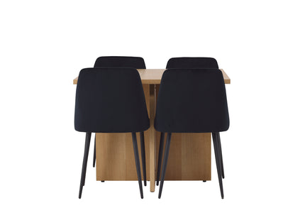Venture Home Leo & Night Rektangulära Matbord 100 x 100 Nature + Matstolar 2-pack Svart