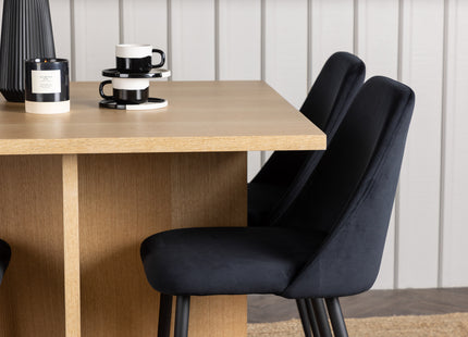Venture Home Leo & Night Rektangulära Matbord 100 x 100 Nature + Matstolar 2-pack Svart