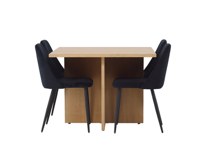 Venture Home Leo & Night Rektangulära Matbord 100 x 100 Nature + Matstolar 2-pack Svart