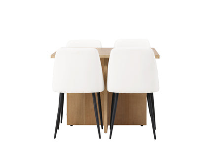 Venture Home Leo & Night Rektangulära Matbord 100 x 100 Nature + Matstolar 2-pack Vit