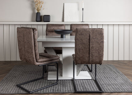 Venture Home Zizo & Disa Matstolar 2-pack Brun + Rektangulära Matbord 120 x 80 Vit