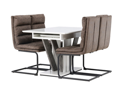 Venture Home Zizo & Disa Matstolar 2-pack Brun + Rektangulära Matbord 120 x 80 Vit