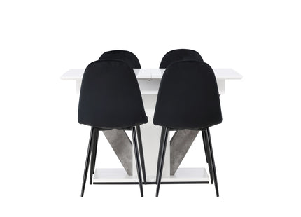 Venture Home Polar & Disa Matstolar 2-pack Svart + Rektangulära Matbord 120 x 80 Vit