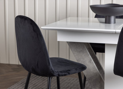 Venture Home Polar & Disa Matstolar 2-pack Svart + Rektangulära Matbord 120 x 80 Vit