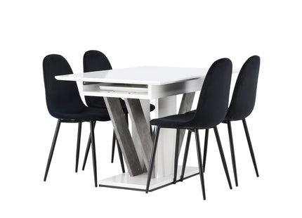 Venture Home Polar & Disa Matstolar 2-pack Svart + Rektangulära Matbord 120 x 80 Vit