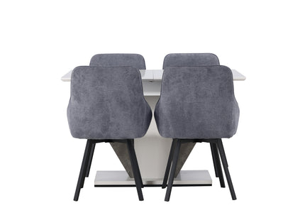 Venture Home Rosie & Disa Matstolar 2-pack Grå + Rektangulära Matbord 120 x 80 Vit