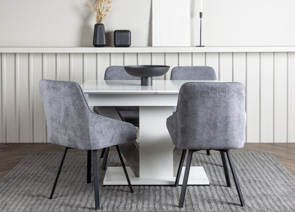 Venture Home Rosie & Disa Matstolar 2-pack Grå + Rektangulära Matbord 120 x 80 Vit