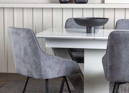 Venture Home Rosie & Disa Matstolar 2-pack Grå + Rektangulära Matbord 120 x 80 Vit