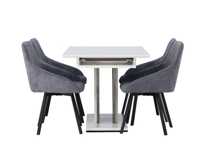 Venture Home Rosie & Disa Matstolar 2-pack Grå + Rektangulära Matbord 120 x 80 Vit