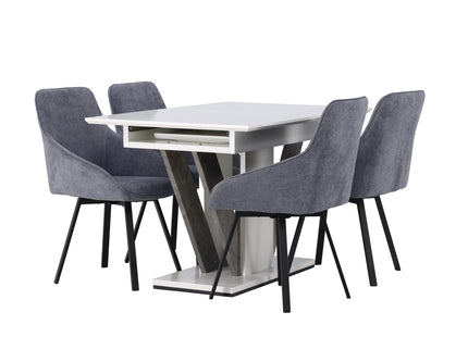 Venture Home Rosie & Disa Matstolar 2-pack Grå + Rektangulära Matbord 120 x 80 Vit
