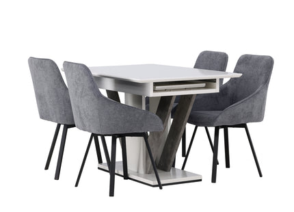 Venture Home Rosie & Disa Matstolar 2-pack Grå + Rektangulära Matbord 120 x 80 Vit