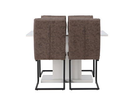 Venture Home Zizo & Pluto Matstolar 2-pack Brun + Rektangulära Matbord 120 x 90 Vit