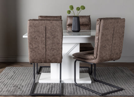 Venture Home Zizo & Pluto Matstolar 2-pack Brun + Rektangulära Matbord 120 x 90 Vit
