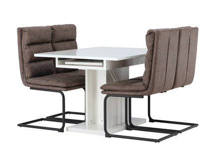 Venture Home Zizo & Pluto Matstolar 2-pack Brun + Rektangulära Matbord 120 x 90 Vit