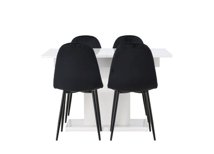 Venture Home Polar & Pluto Matstolar 2-pack Svart + Rektangulära Matbord 120 x 90 Vit