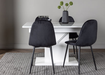 Venture Home Polar & Pluto Matstolar 2-pack Svart + Rektangulära Matbord 120 x 90 Vit