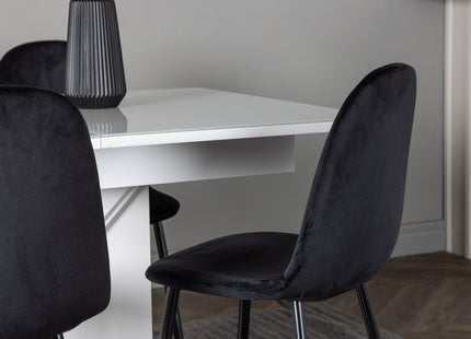 Venture Home Polar & Pluto Matstolar 2-pack Svart + Rektangulära Matbord 120 x 90 Vit