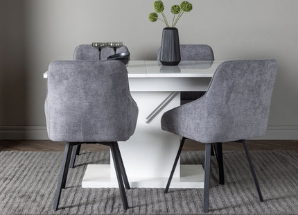 Venture Home Rosie & Pluto Matstolar 2-pack Grå + Rektangulära Matbord 120 x 90 Vit