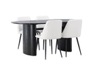 Venture Home Isolde & Night Ovala Matbord 180 x 90 Svart + Matstolar 2-pack Vit
