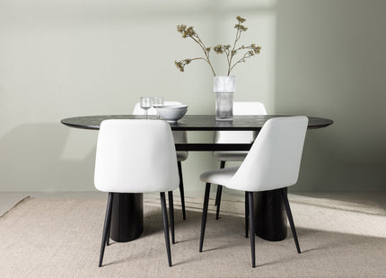 Venture Home Isolde & Night Ovala Matbord 180 x 90 Svart + Matstolar 2-pack Vit