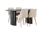 Venture Home Night & Isolde Matstolar 2-pack Beige + Ovala Matbord 180 x 90 Svart