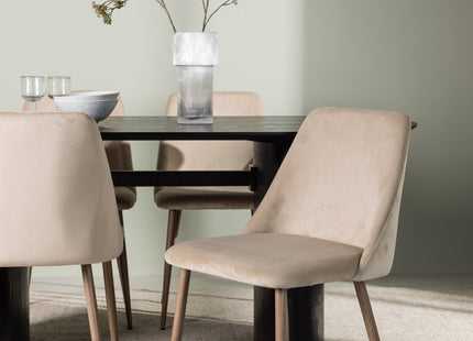 Venture Home Night & Isolde Matstolar 2-pack Beige + Ovala Matbord 180 x 90 Svart