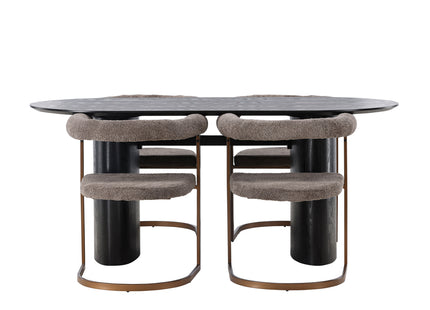 Venture Home Isolde & Morning Ovala Matbord 180 x 90 Svart + Matstolar 2-pack Brun