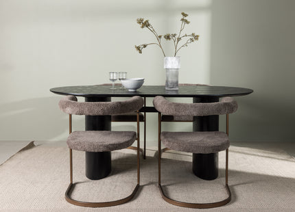 Venture Home Isolde & Morning Ovala Matbord 180 x 90 Svart + Matstolar 2-pack Brun