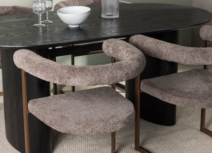 Venture Home Isolde & Morning Ovala Matbord 180 x 90 Svart + Matstolar 2-pack Brun