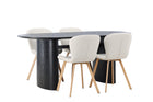 Venture Home Isolde & Lilja Ovala Matbord 180 x 90 Svart + Matstolar 2-pack Beige