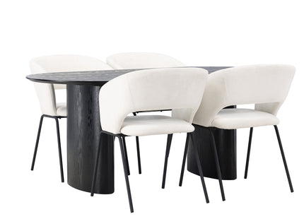 Venture Home Day & Isolde Matstolar 2-pack Offwhite + Ovala Matbord 180 x 90 Svart