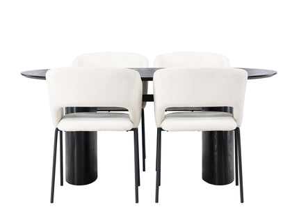 Venture Home Day & Isolde Matstolar 2-pack Offwhite + Ovala Matbord 180 x 90 Svart