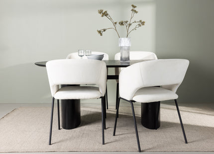 Venture Home Day & Isolde Matstolar 2-pack Offwhite + Ovala Matbord 180 x 90 Svart