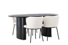 Venture Home Edina & Isolde Matstolar 2-pack Vit + Ovala Matbord 180 x 90 Svart