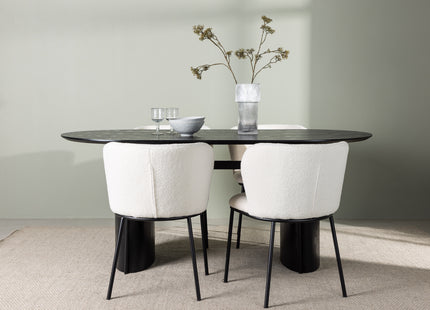 Venture Home Edina & Isolde Matstolar 2-pack Vit + Ovala Matbord 180 x 90 Svart