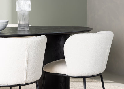 Venture Home Edina & Isolde Matstolar 2-pack Vit + Ovala Matbord 180 x 90 Svart