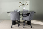 Venture Home Rosie & Isolde Matstolar 2-pack Grå + Ovala Matbord 180 x 90 Svart