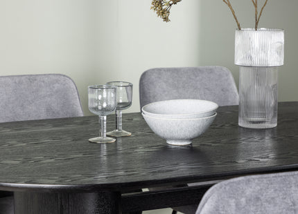Venture Home Rosie & Isolde Matstolar 2-pack Grå + Ovala Matbord 180 x 90 Svart